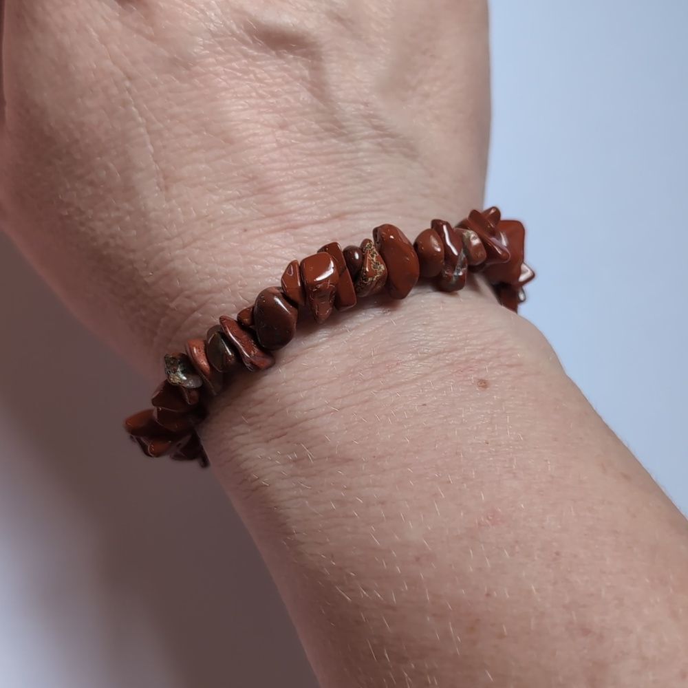 439 Natural Red Jasper Beaded Stretch Bracelet